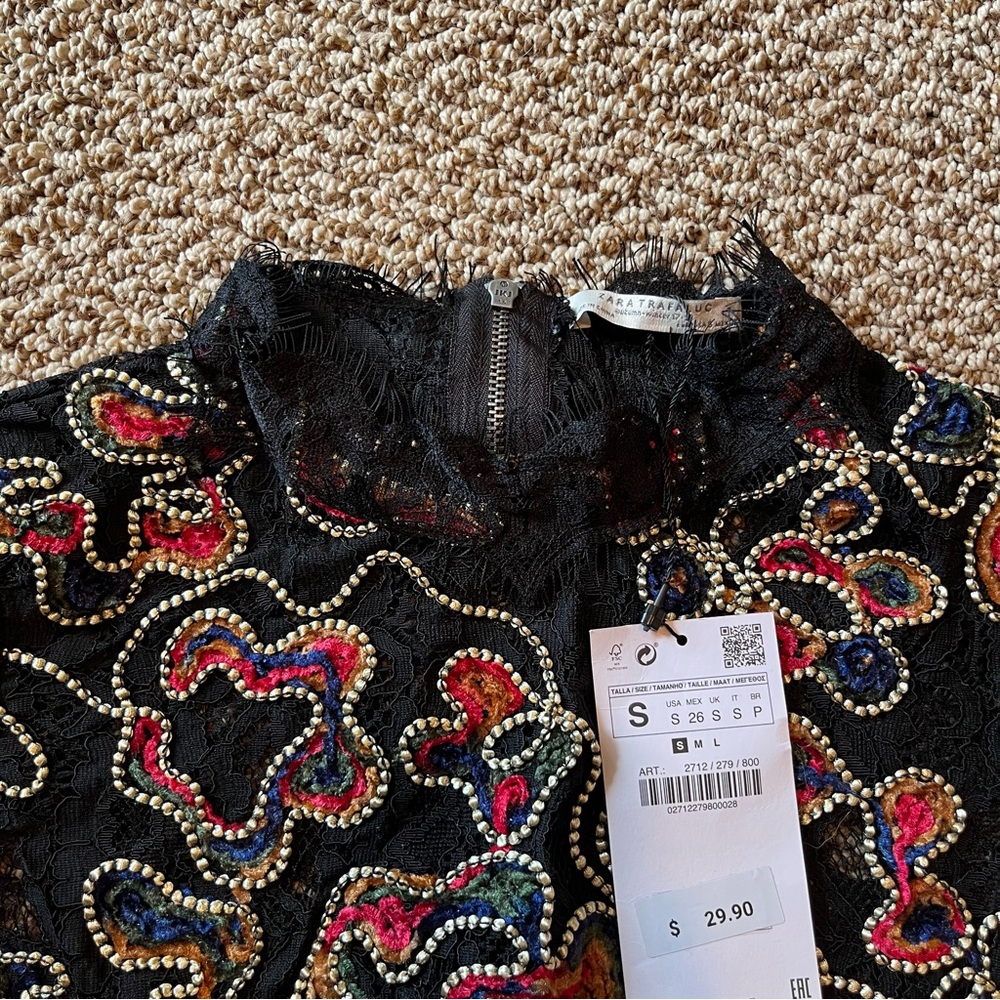 ✨nwt!✨zara black lace floral top - Picture 13 of 15